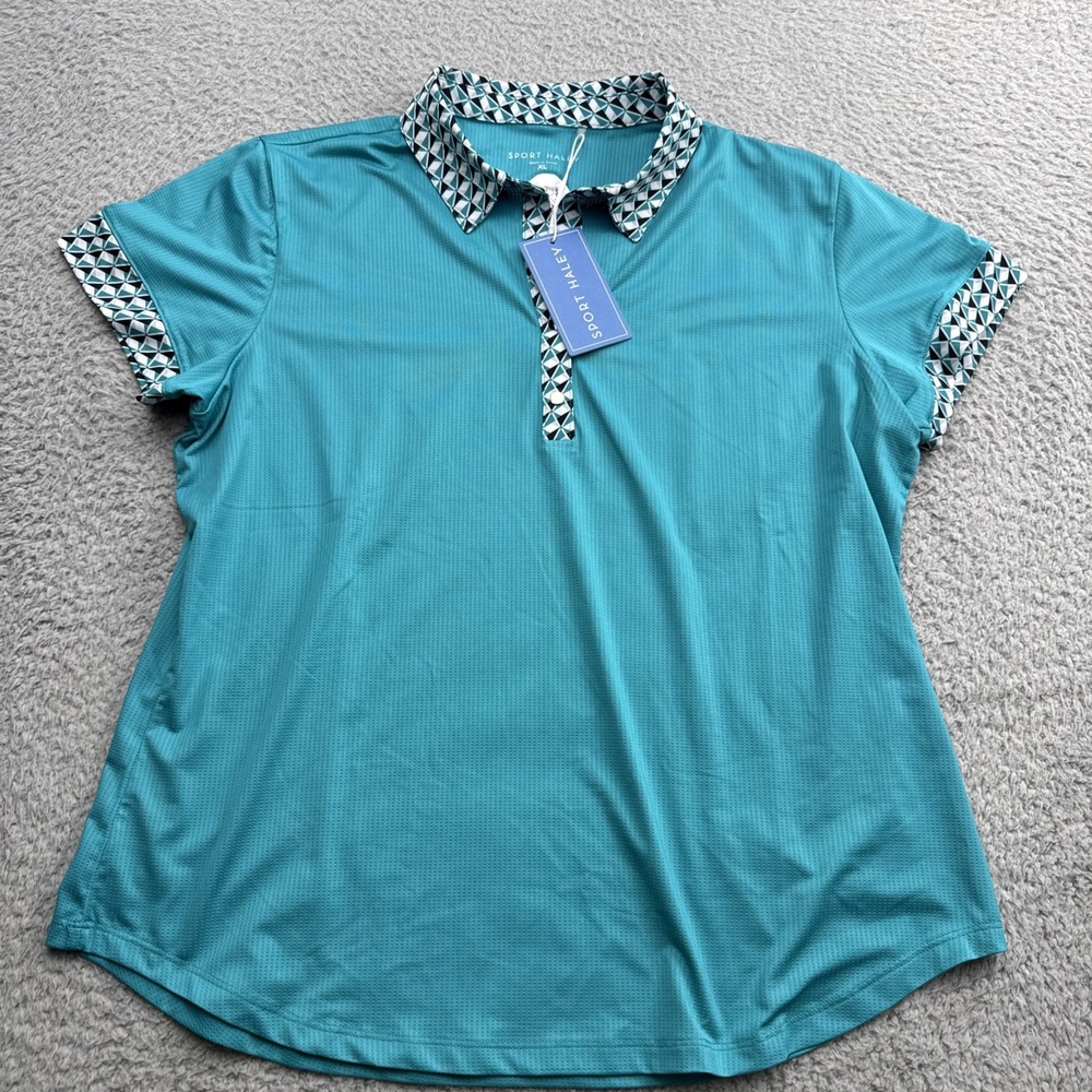 Sport Haley Golf Polo Shirt Womens XL Blue Geometric Tennis Pickleball H12521TM